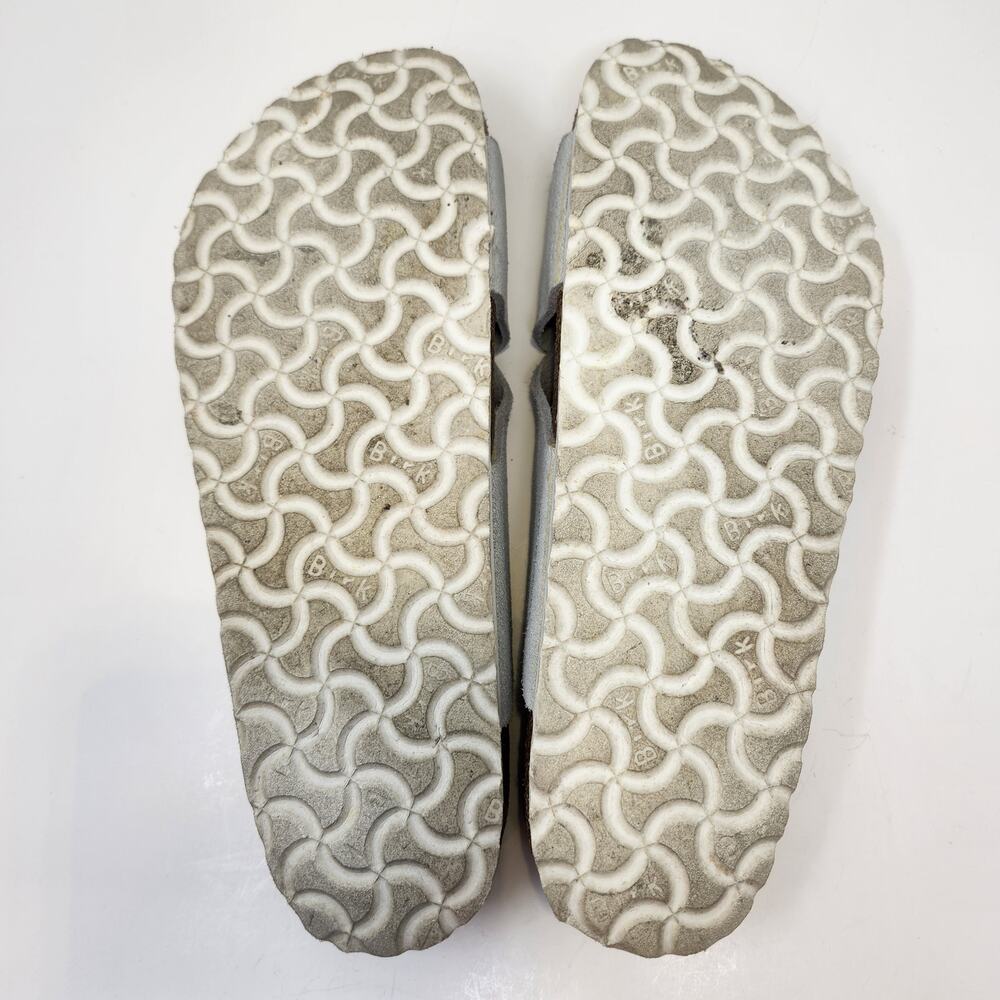 Birkenstock Siena Big Buckle Sandal Crossed Strap White Metallic Suede Size 41 - Picture 9 of 9